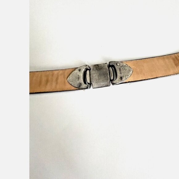 BRIGHTON Brown Pressed croc Leather belt with Silver hardware Size M - Picture 11 of 16